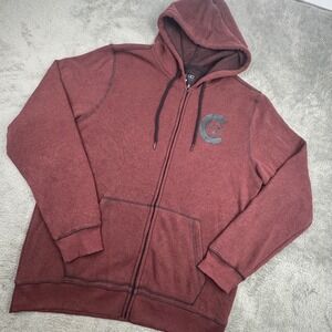 Caliville Zip Hoodie Mens Large Burgundy Y2K Tennessee Like Graphic 3CYKT2005